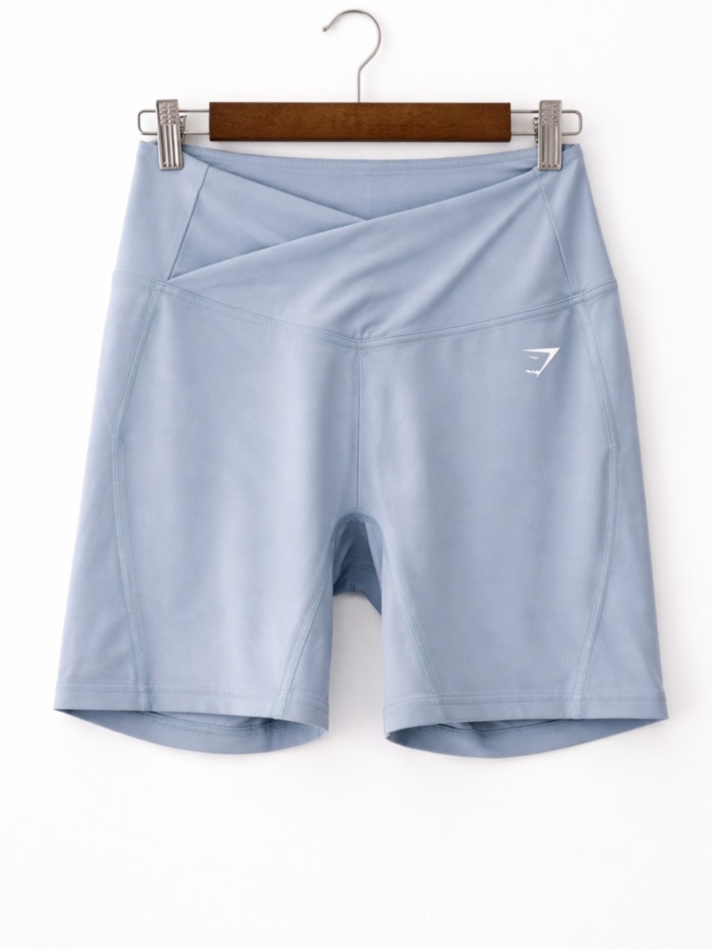 Gymshark Crossover Waist Biker Shorts Medium Dusty Blue High-Rise Activewear
